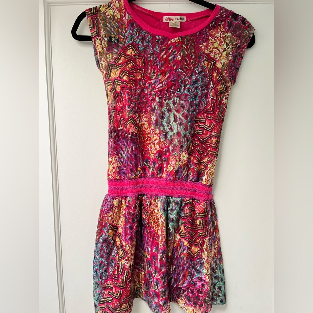 Designer Girls Unique Ragdoll & Rockets Feather Print Dress